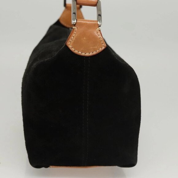 CELINE C Macadam Canvas Shoulder Bag Suede Black Silver Auth 120034 - Picture 6 of 16